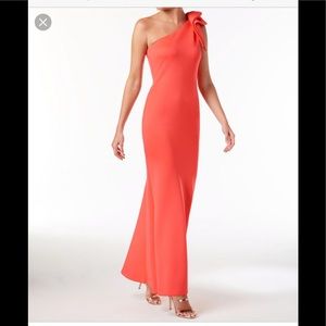 Betsy & Adam One shoulder Ruffled, Trumpet Gown